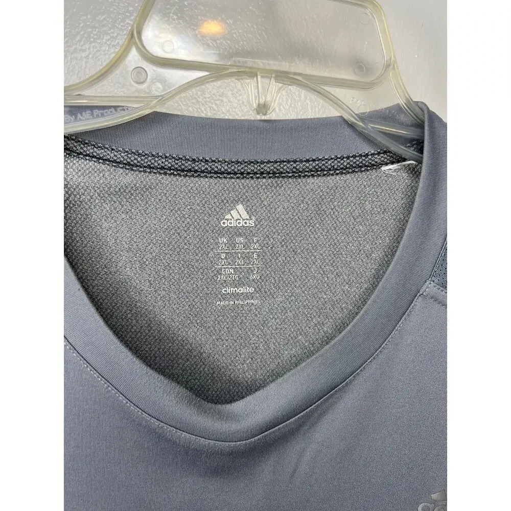 Adidas Men's Climalite Short Sleeve Crew Neck Mesh Back Tee Grey ~ Size 2XL
